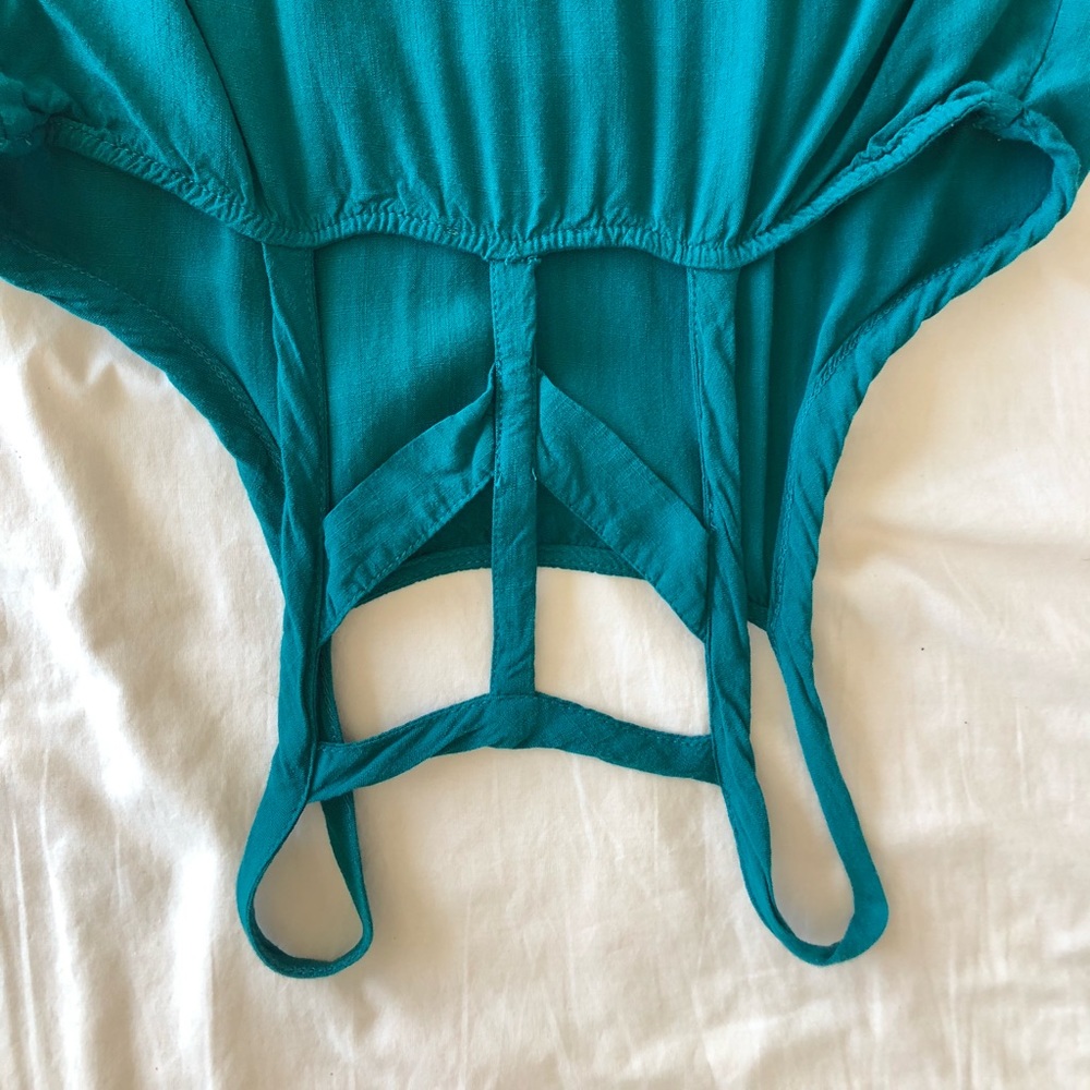 Turquoise tank with straps back